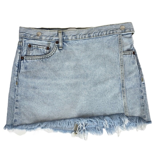 RE/DONE & PAM Mid Rise Wrap Jean Skirt Maliblue Size 26 - Picture 1 of 11
